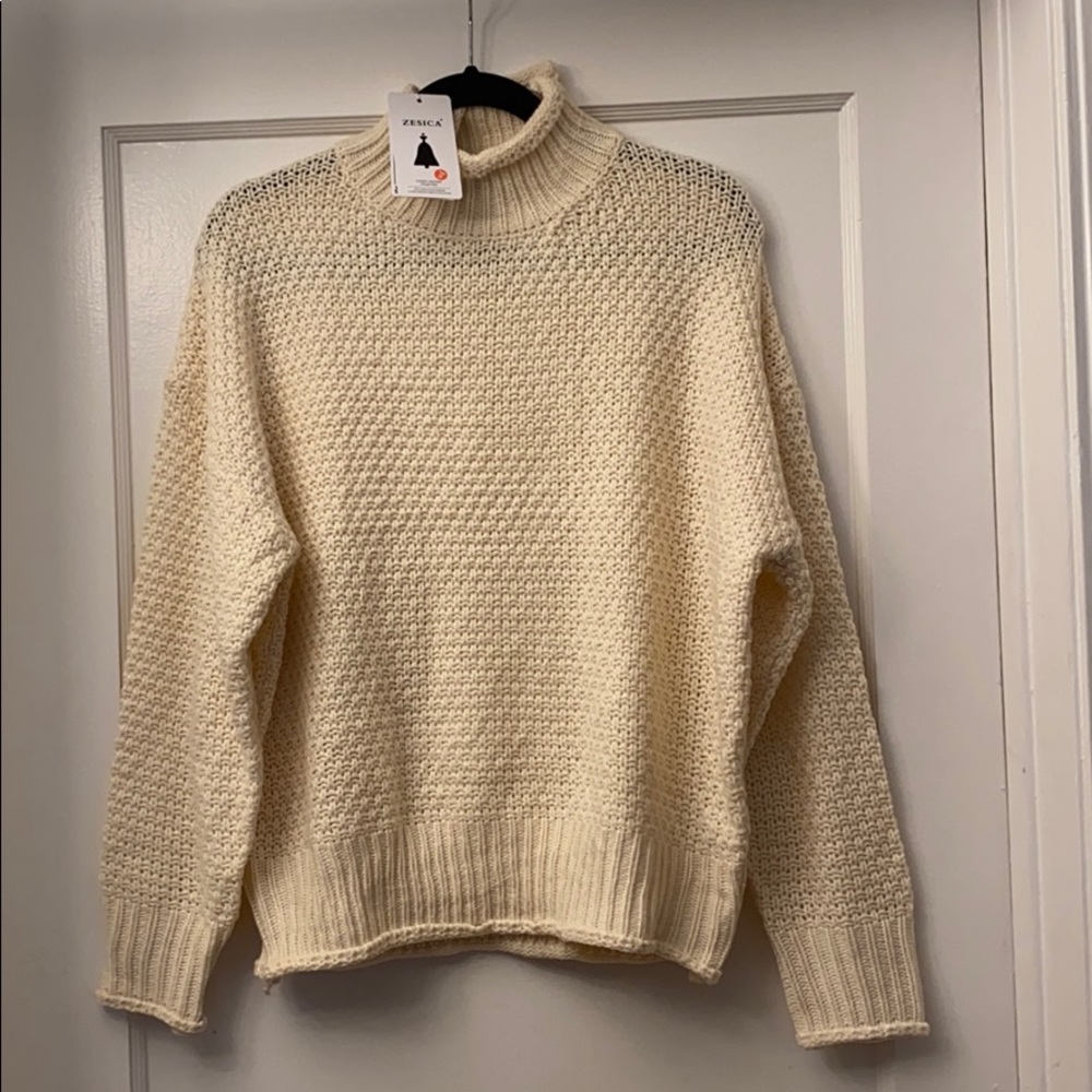 Brand new cream knit short turtleneck sweater